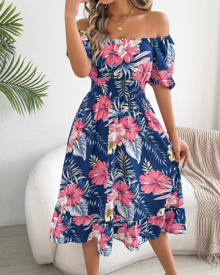 Floral Print Ruffled A-Line Dress