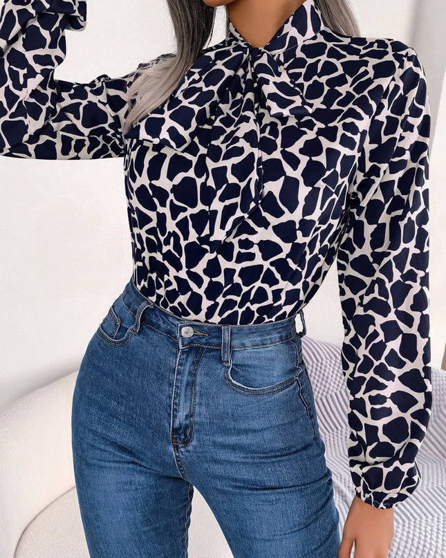 Bow Long Sleeve Chiffon Blouse