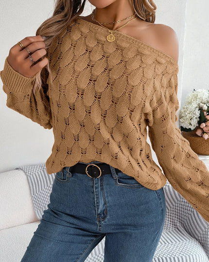 Hollow Out Slash Neck Sweater