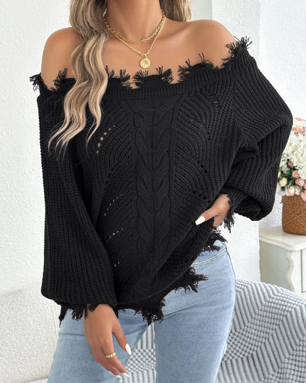 Slash Neck Tassel Sweater