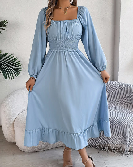 Ruffled Square Neck Maxi Dress