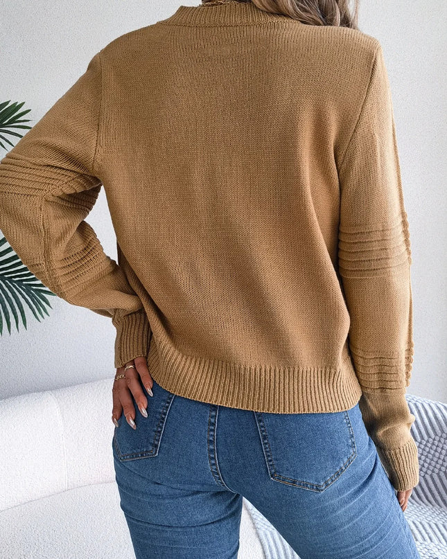 O Neck Long Sleeve Knit Pullover