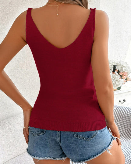 Hollow Out Sleeveless Knit Top