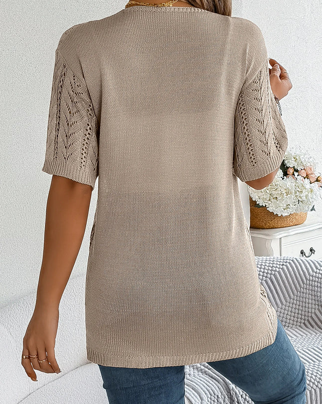 Hollow Out Short Sleeve Cardigan