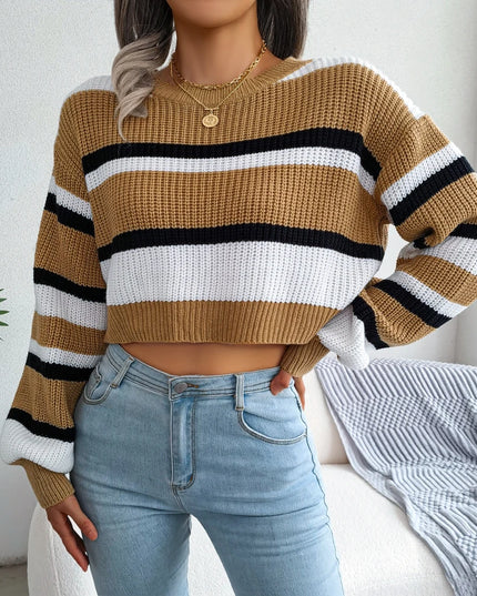 Striped Long Sleeve Crop Top