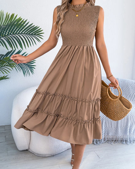 Ear Edge Sleeveless Lotus Leaf Dress