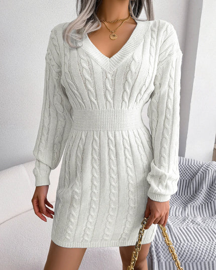 Slim Waist Knit Sweater Dress