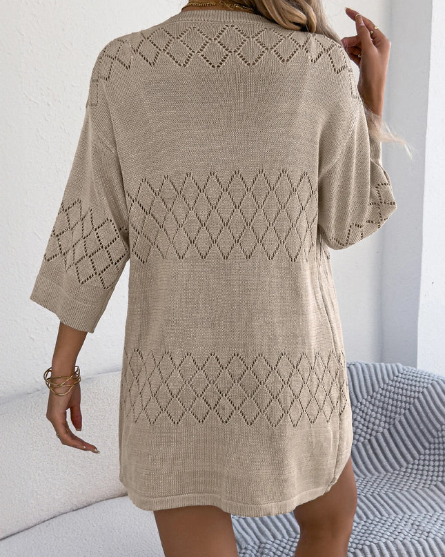Diamond Hollow Knit Cardigan
