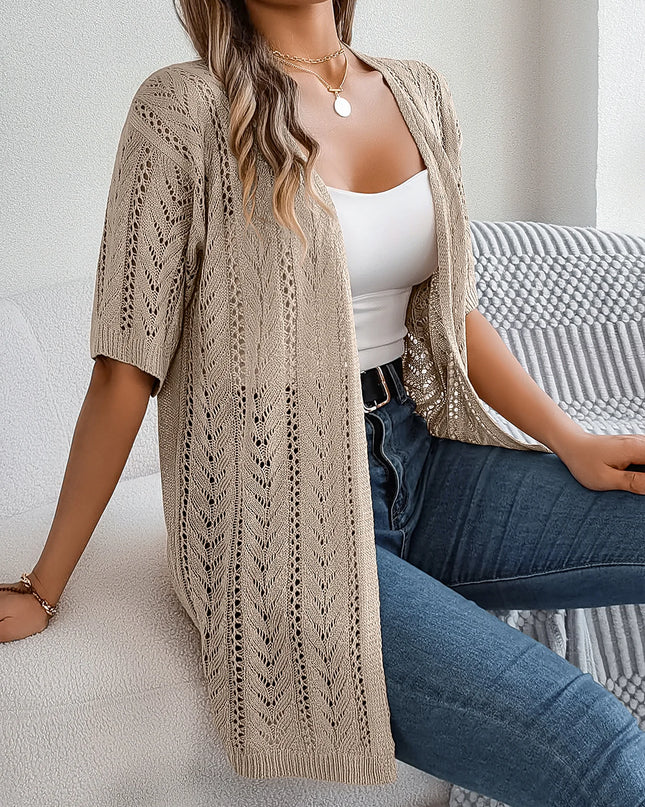 Hollow Out Short Sleeve Cardigan