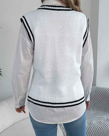 Color Block Striped Sweater Vest