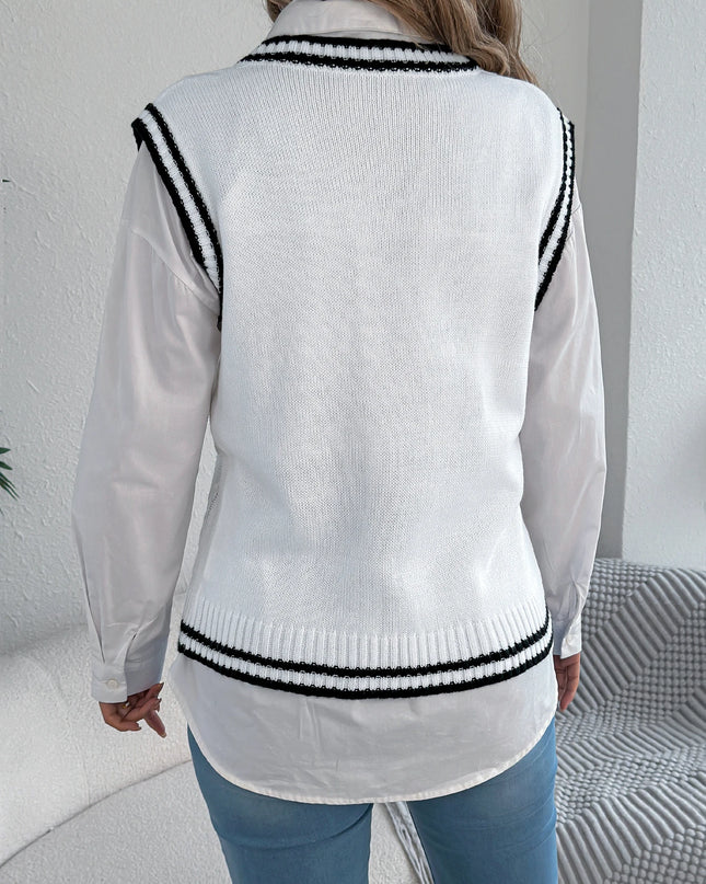 Color Block Striped Sweater Vest