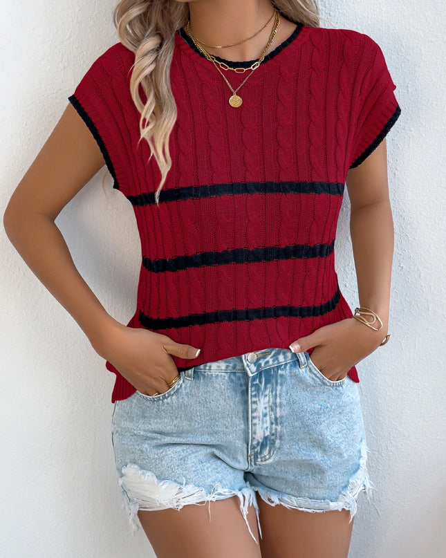Twist Color Block Sleeveless Knit Top
