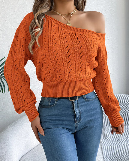 Off-Shoulder Slash-Neck Knit Sweater