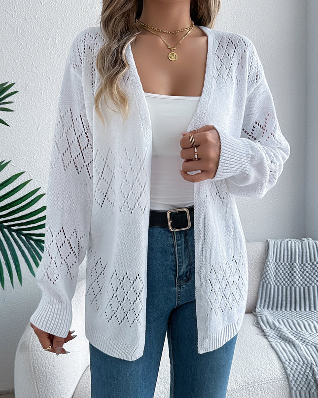 Diamond Grid Hollow Out Cardigan