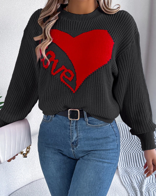 Heart Pattern Knitted Sweater