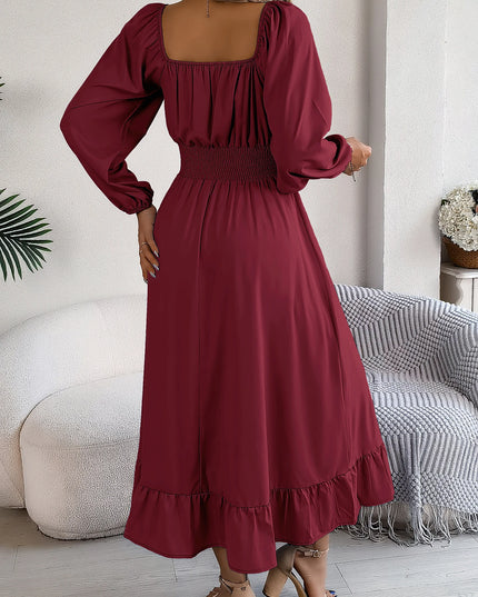 Ruffled Square Neck Maxi Dress