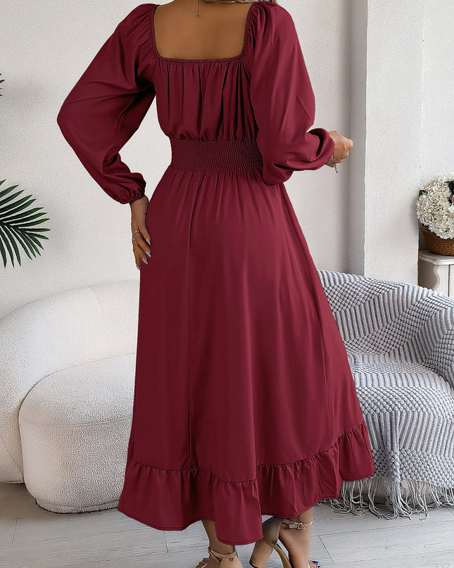 Ruffled Square Neck Maxi Dress