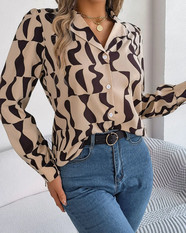 Stripe Collar Long Sleeve Shirt