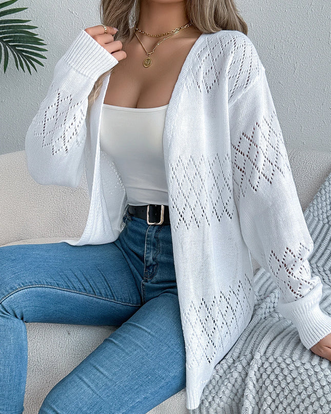 Diamond Grid Hollow Out Cardigan
