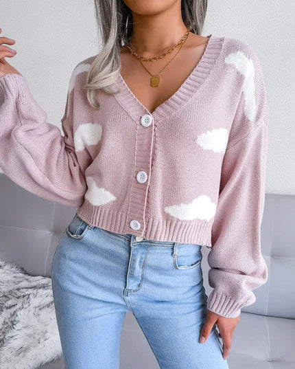 Autumn Winter Cloud Knit V-Neck Sweater