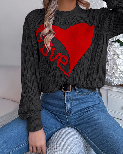 Heart Pattern Knitted Sweater