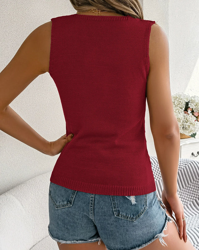 Elegant Button V-Neck Knit Vest