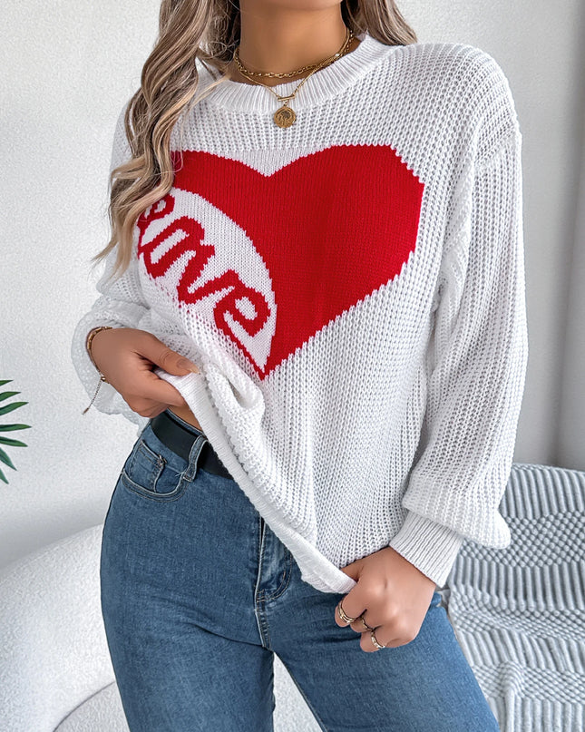 Heart Pattern Knitted Sweater