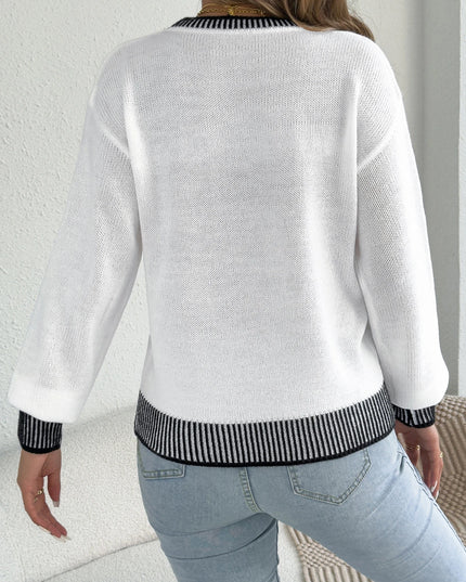 Color Block Striped Knit Sweater