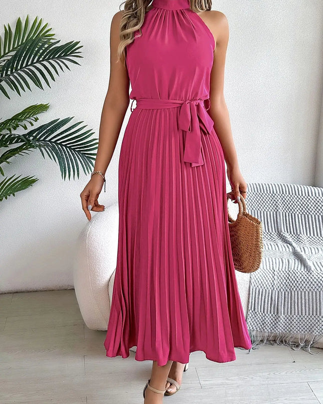 Sleeveless Pleated Long Dress
