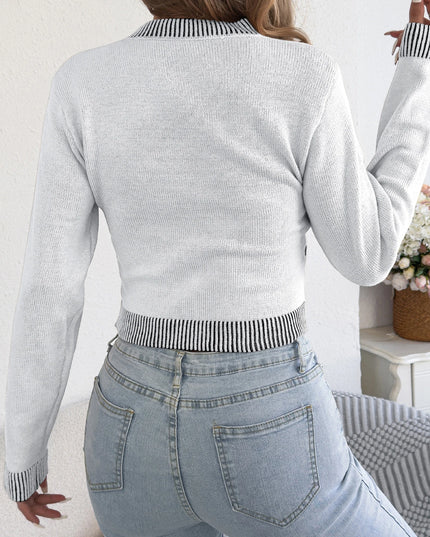 Color-Block Stripe Knit Sweater