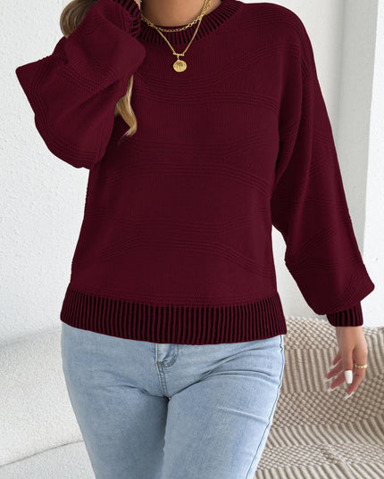 Striped Lantern Sleeve Sweater