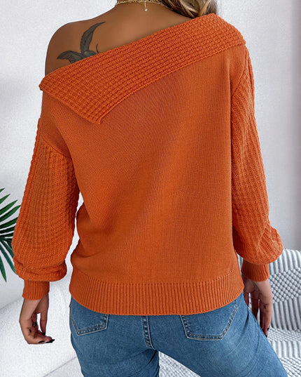 Off Shoulder Solid Pullover Sweater