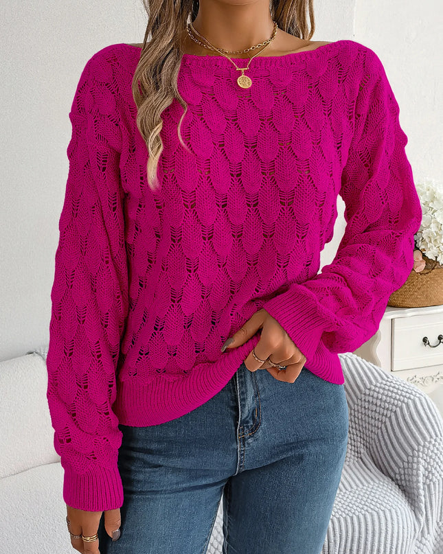 Hollow Out Slash Neck Sweater