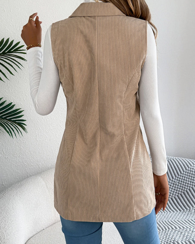 Corduroy Sleeveless Lapel Coat