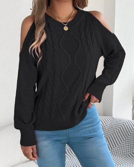 Off-Shoulder Twist Knit Sweater