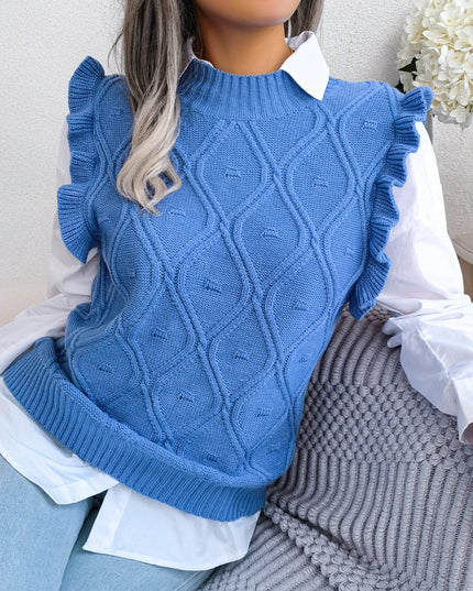 Ruffled Sleeveless Knit Vest