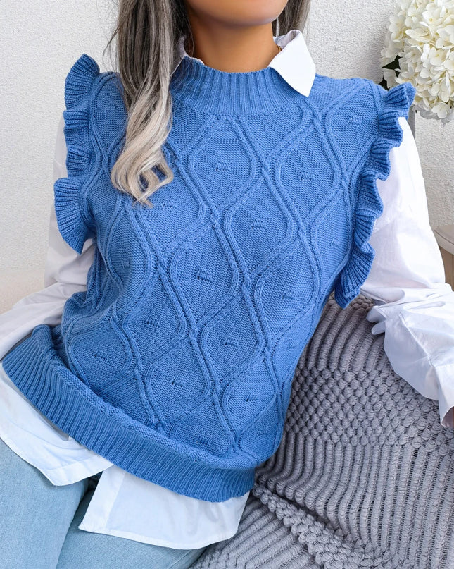 Ruffled Sleeveless Knit Vest