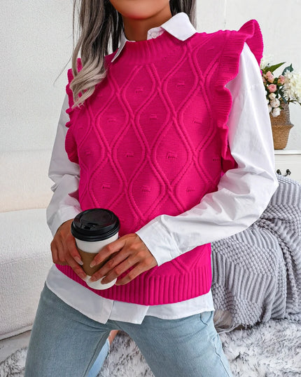 Ruffled Sleeveless Knit Vest