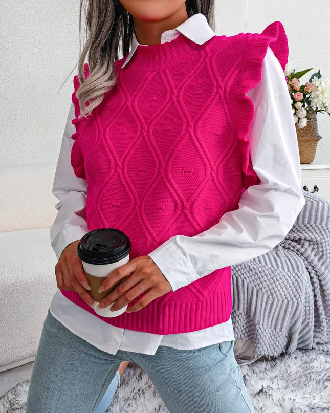 Ruffled Sleeveless Knit Vest