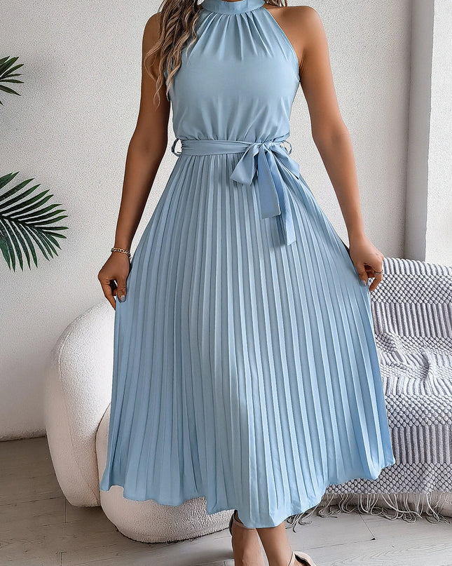 Sleeveless Pleated Long Dress