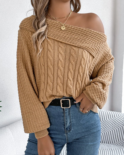 Off Shoulder Solid Pullover Sweater
