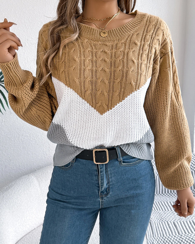 Casual Color-Block Knit Pullover