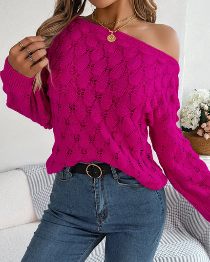 Hollow Out Slash Neck Sweater