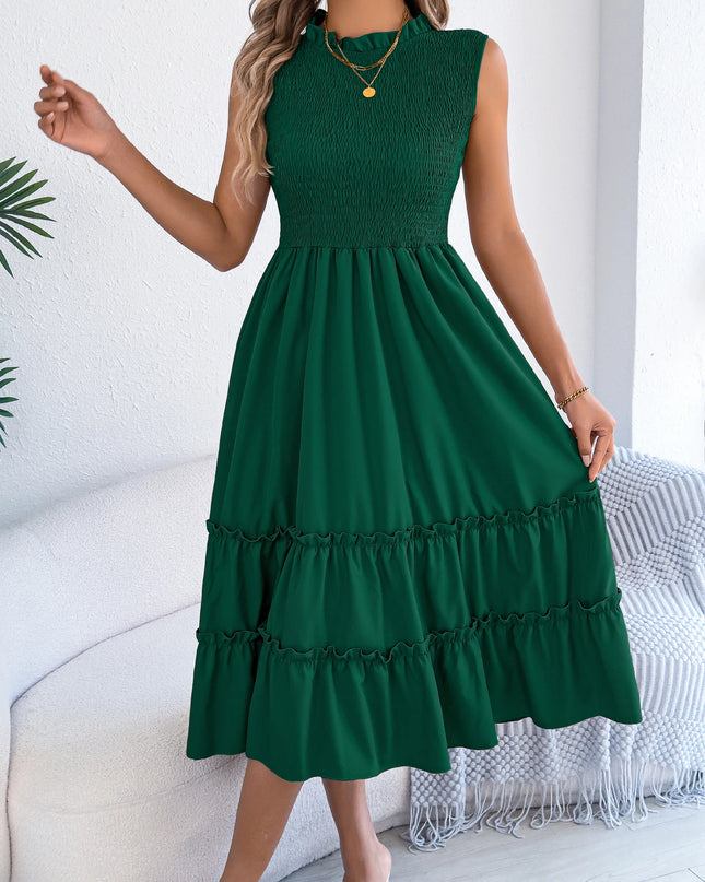 Ear Edge Sleeveless Lotus Leaf Dress