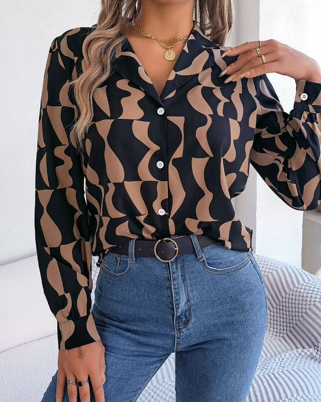 Stripe Collar Long Sleeve Shirt