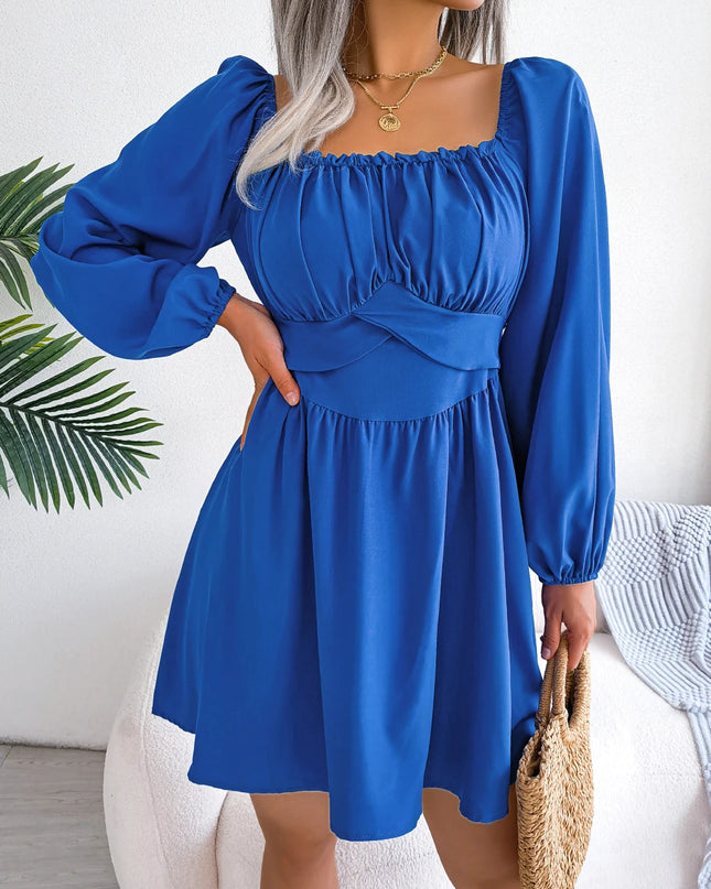 Square Neck High Waist Mini Dress