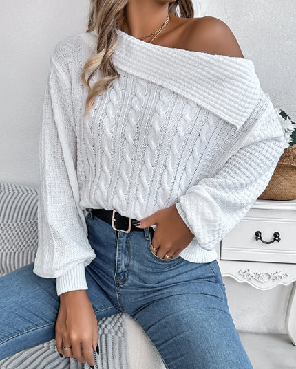 Off Shoulder Solid Pullover Sweater