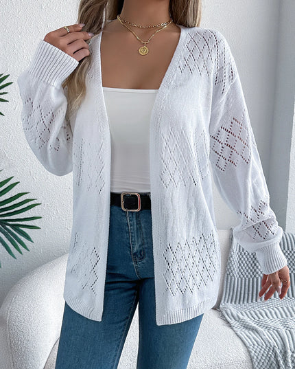 Diamond Grid Hollow Out Cardigan