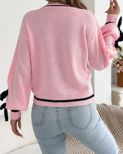 Bow Detail Striped Sweater