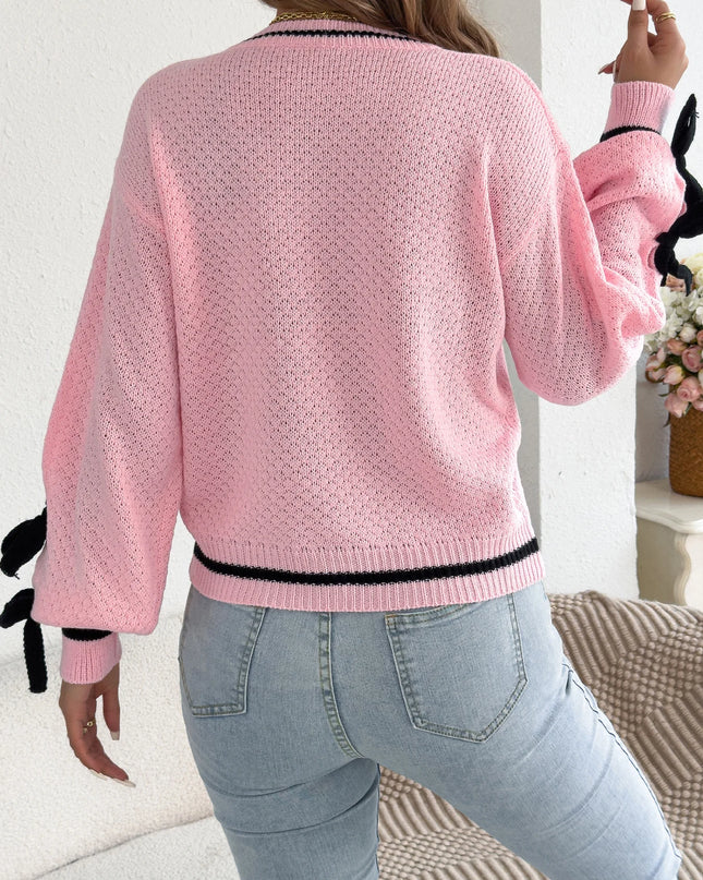 Bow Detail Striped Sweater